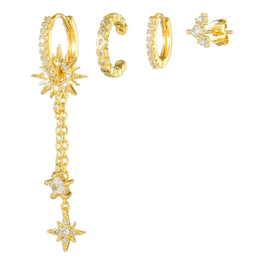 Starburst Rhinestone Dangle Earrings — earrings, view 4