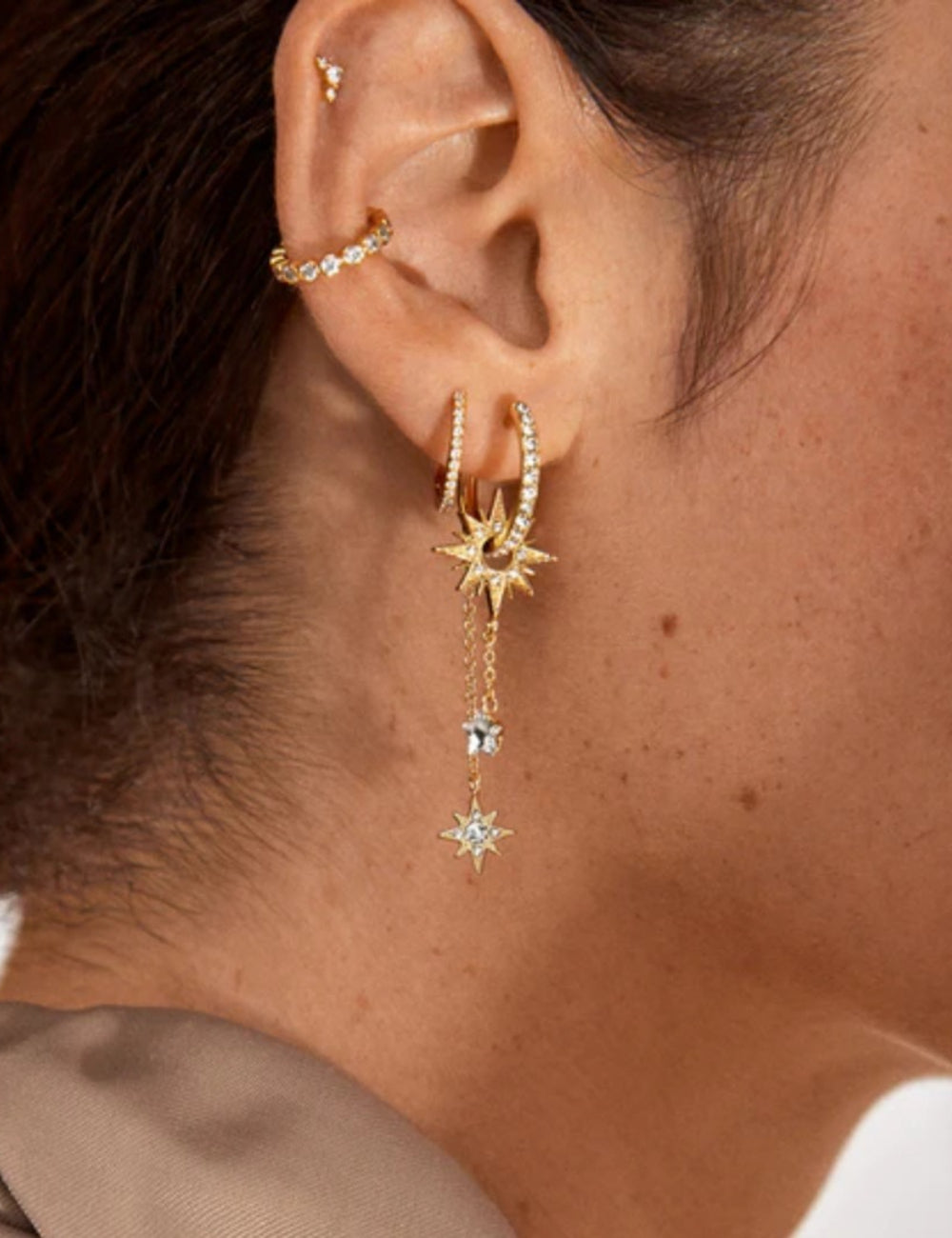 Starburst Rhinestone Dangle Earrings — earrings, view 6