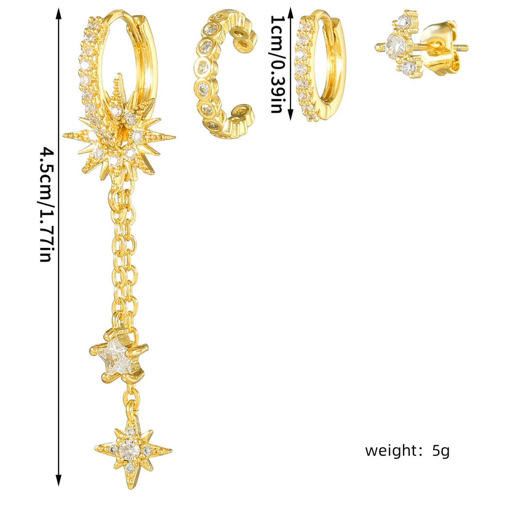 Starburst Rhinestone Dangle Earrings — earrings, view 7
