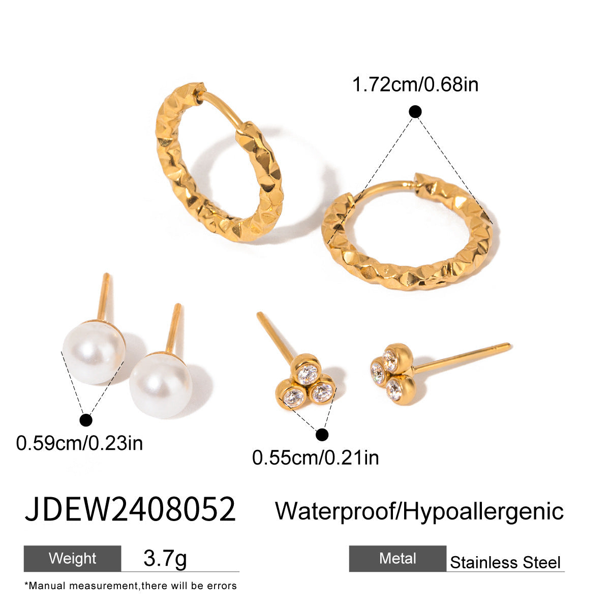 Sparkling Rhinestone Hoop Earrings — gold earrings, view 4