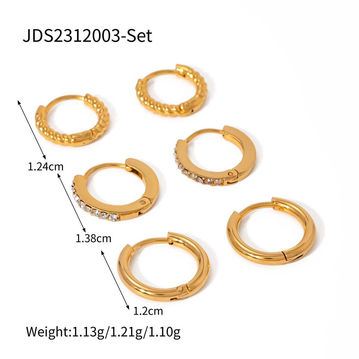 Sparkling Rhinestone Hoop Earrings — gold earrings, view 7
