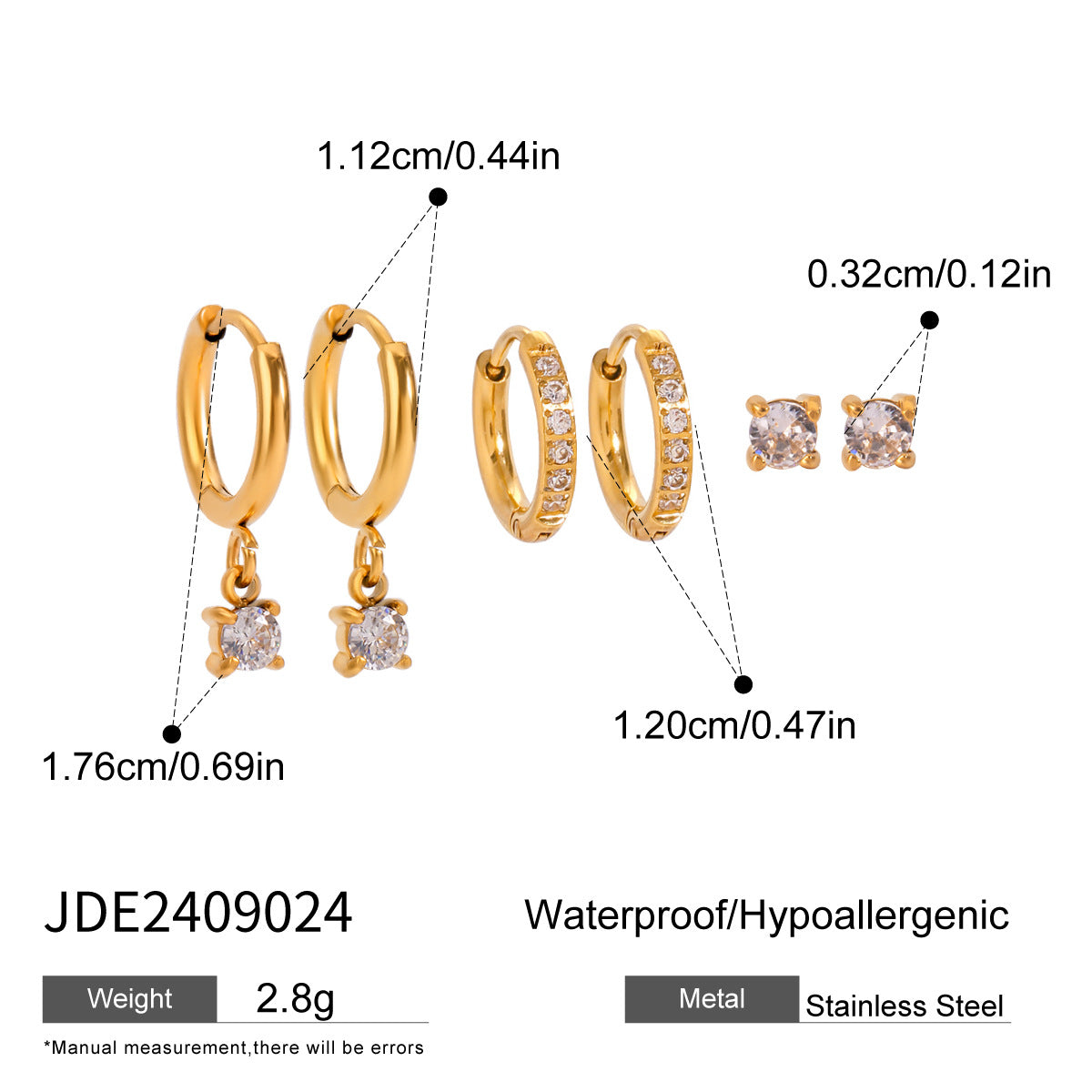 Sparkling Rhinestone Hoop Earrings — gold earrings, view 10