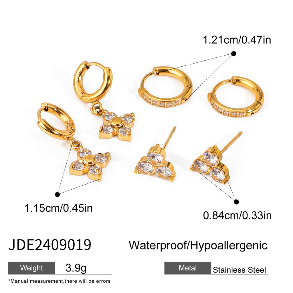 Sparkling Rhinestone Hoop Earrings — gold earrings, view 12