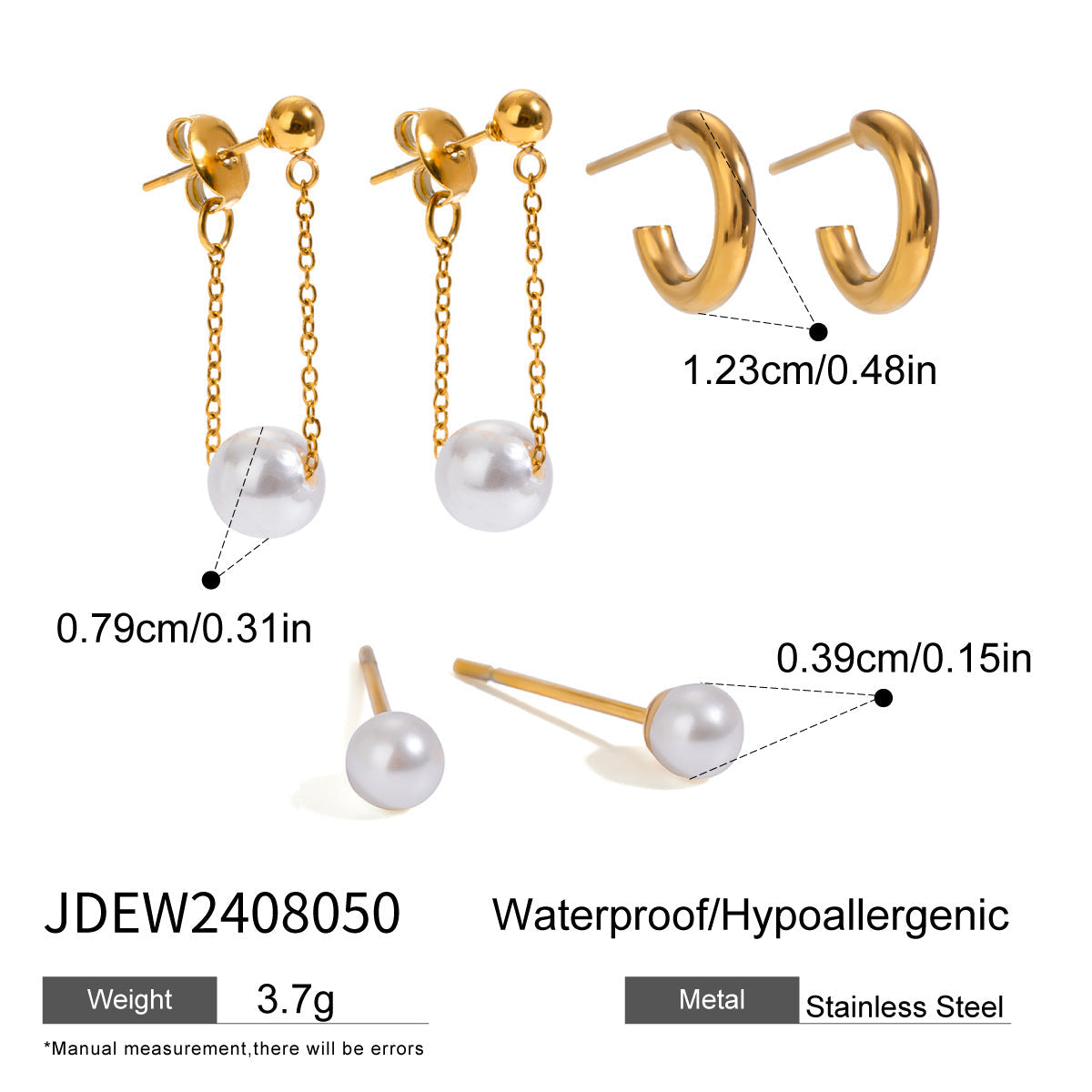 Sparkling Rhinestone Hoop Earrings — gold earrings, view 15