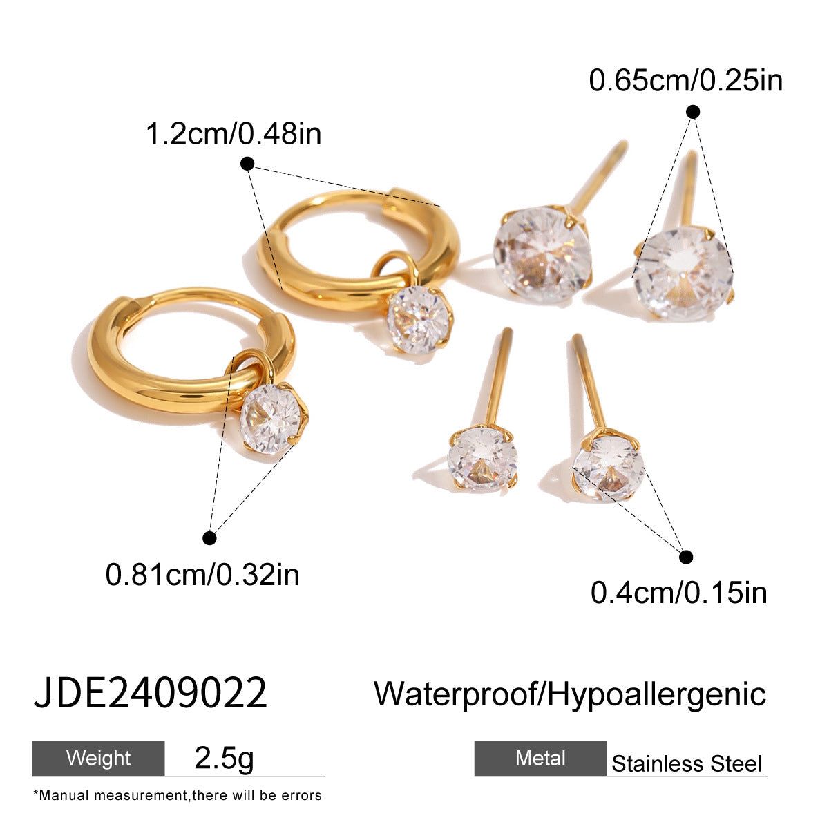 Sparkling Rhinestone Hoop Earrings — gold earrings, view 16
