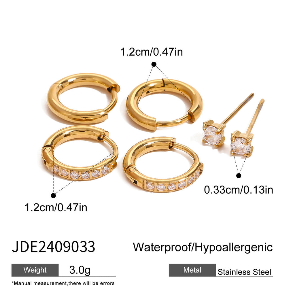 Sparkling Rhinestone Hoop Earrings — gold earrings, view 18