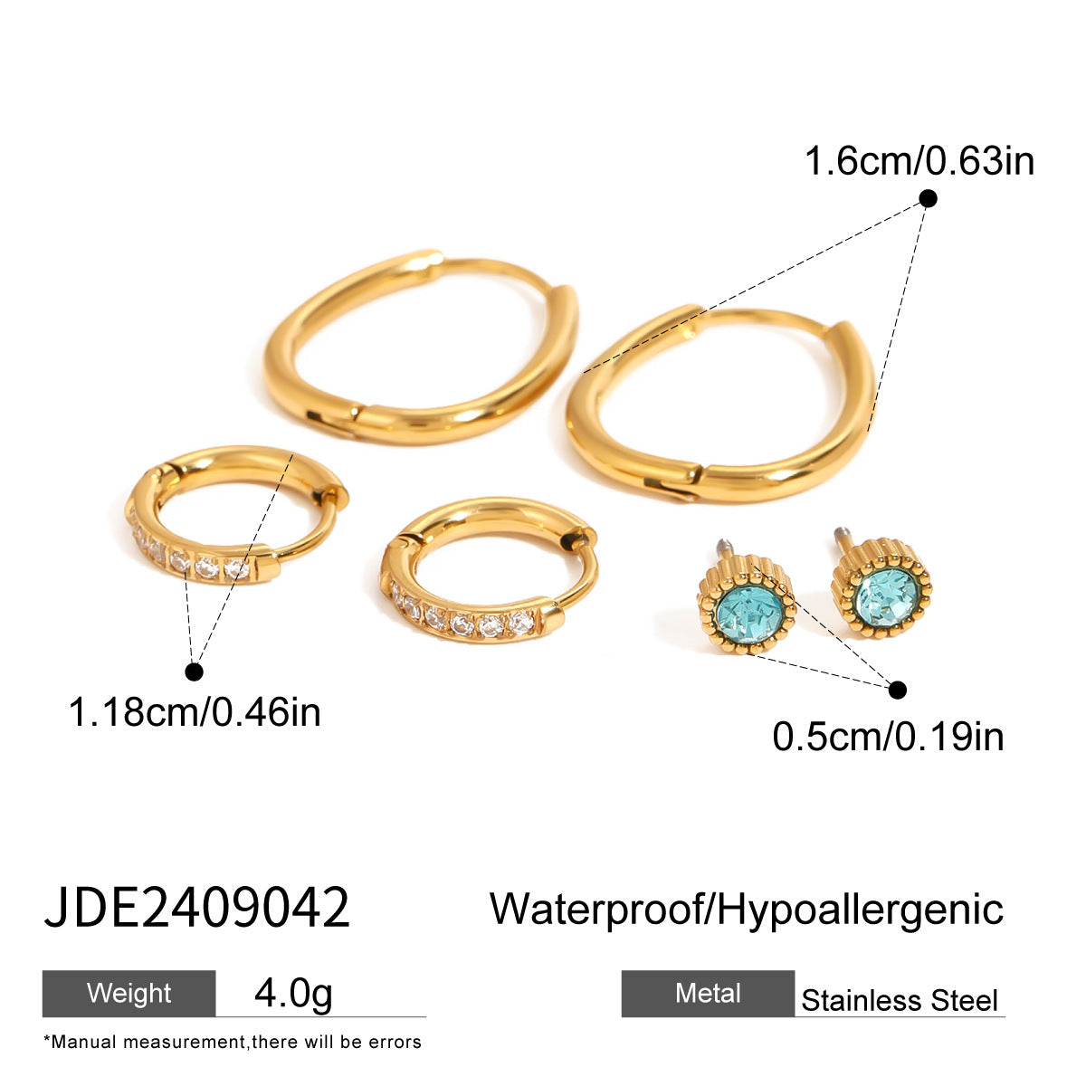 Sparkling Rhinestone Hoop Earrings — gold earrings, view 19