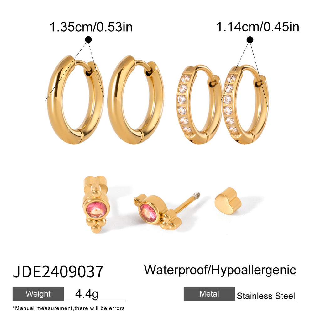 Sparkling Rhinestone Hoop Earrings — gold earrings, view 20