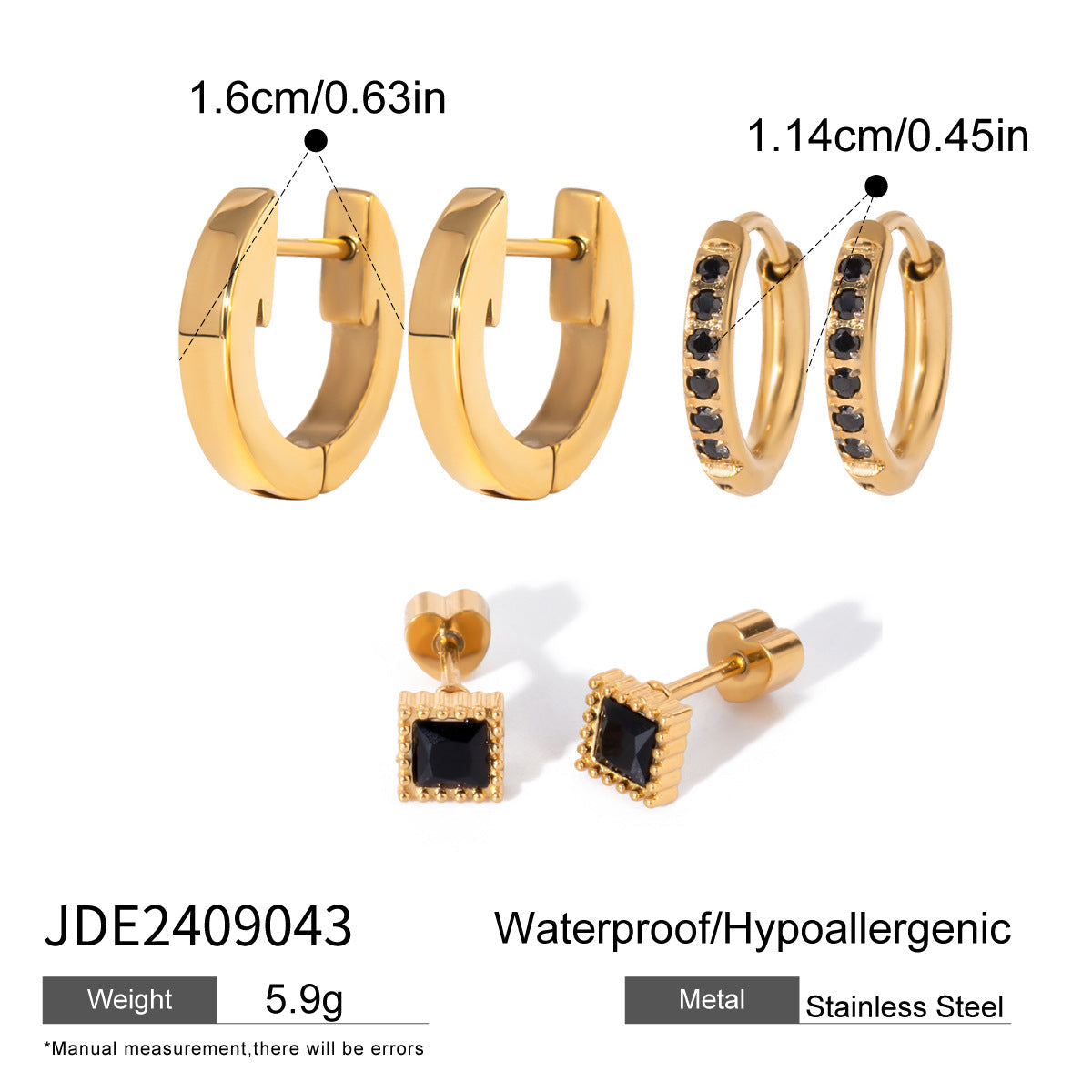 Sparkling Rhinestone Hoop Earrings — gold earrings, view 21