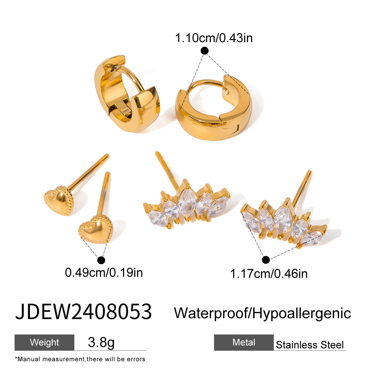 Sparkling Rhinestone Hoop Earrings — gold earrings, view 23