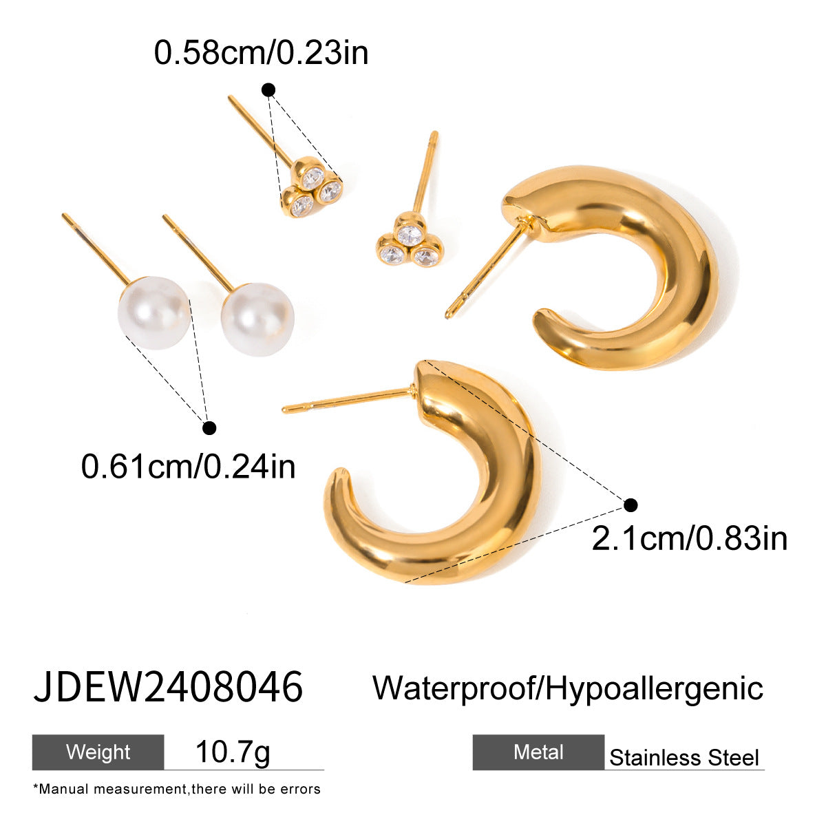 Sparkling Rhinestone Hoop Earrings — gold earrings, view 24