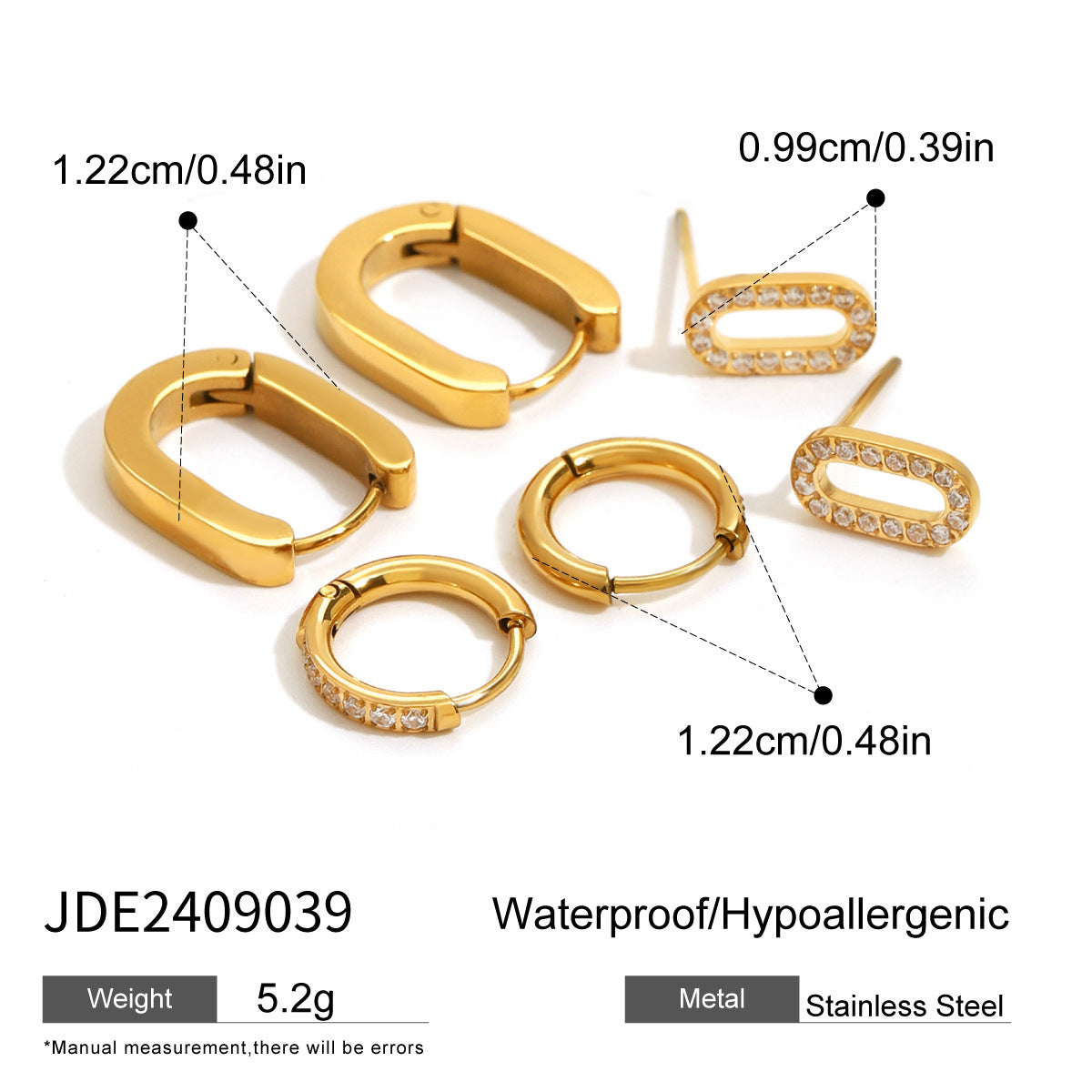 Sparkling Rhinestone Hoop Earrings — gold earrings, view 30