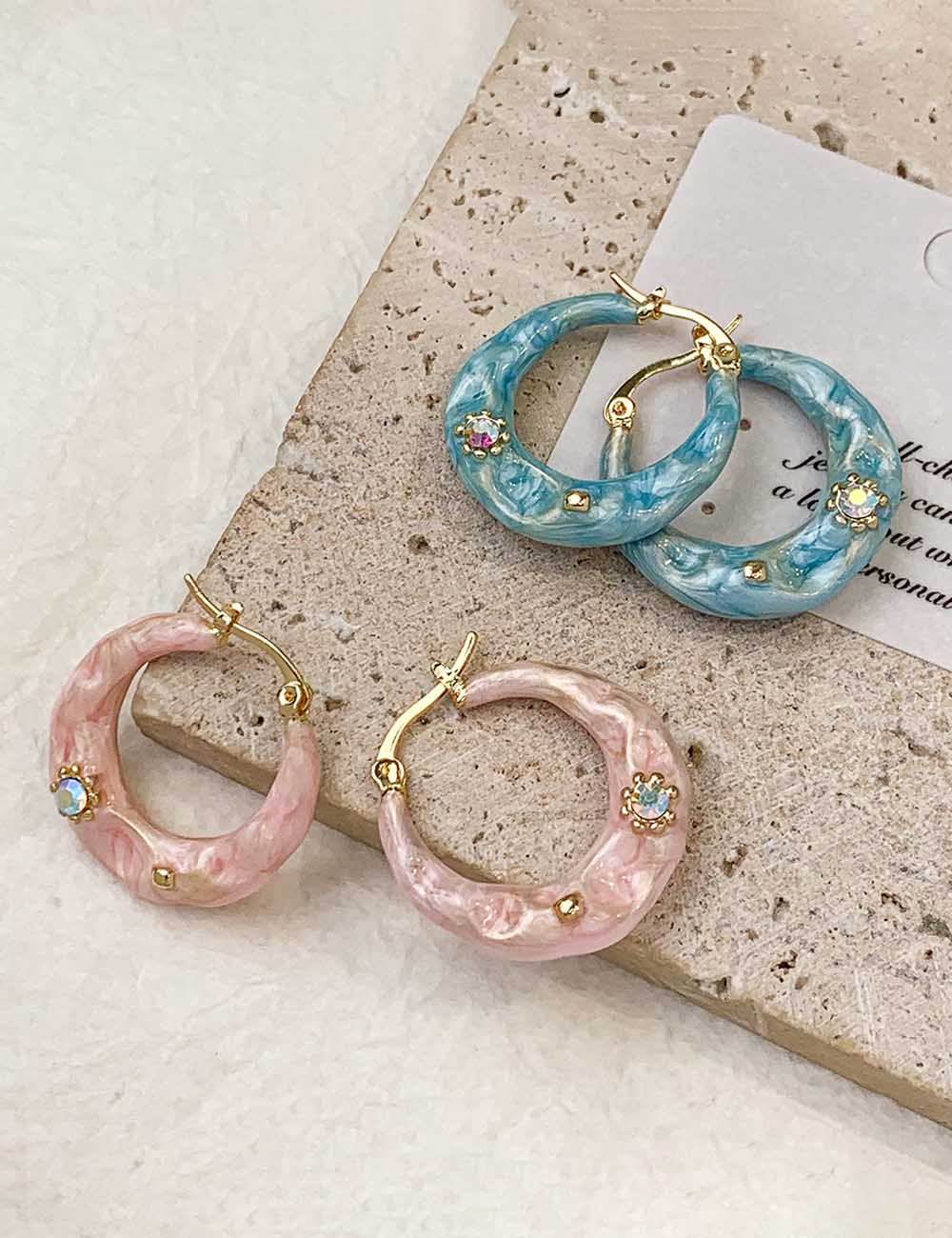 Sparkling Enamel Hoop Earrings — earrings