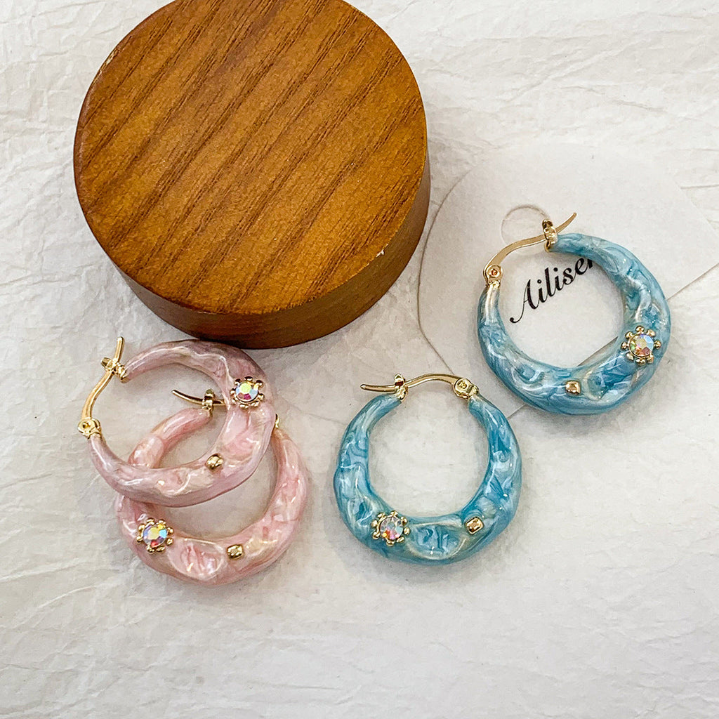Sparkling Enamel Hoop Earrings — earrings, view 2