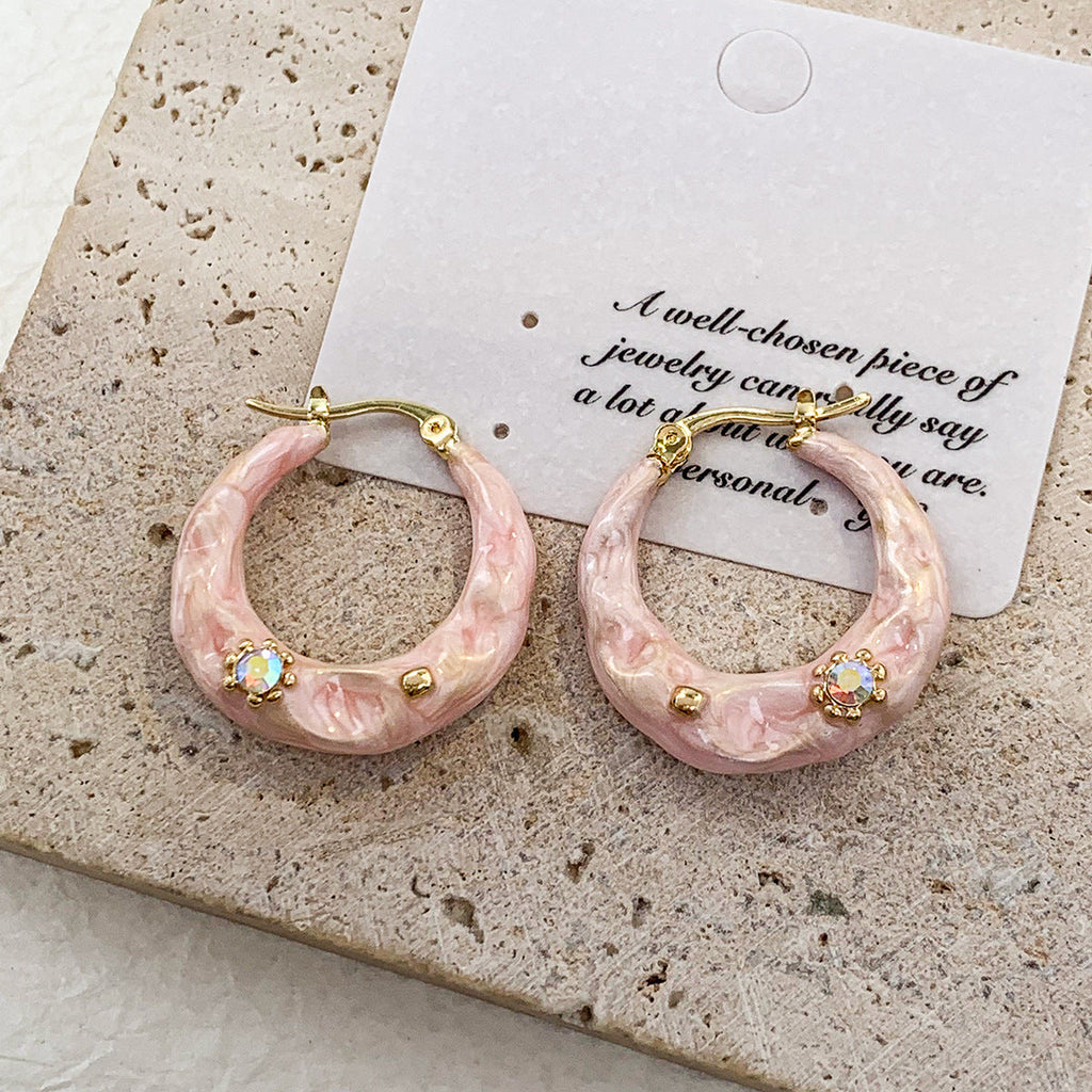 Sparkling Enamel Hoop Earrings — earrings, view 3
