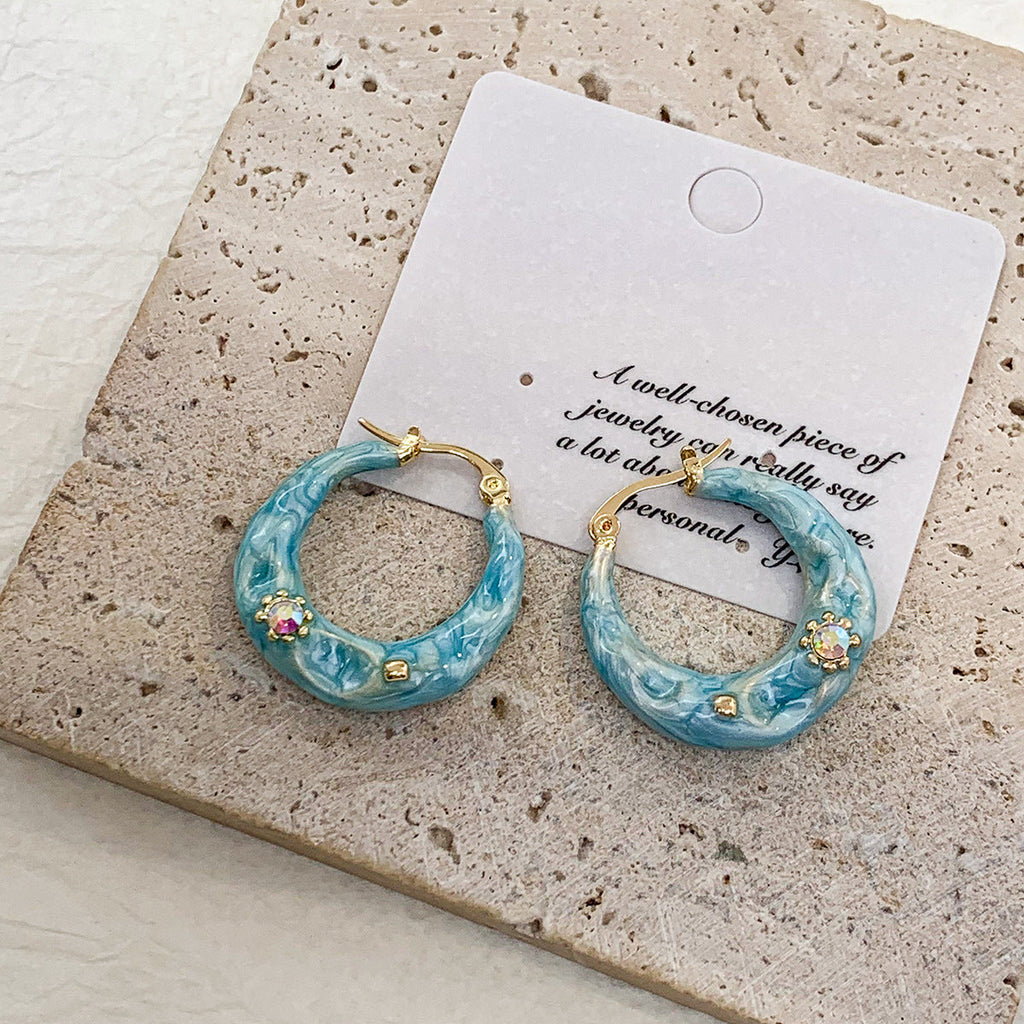 Sparkling Enamel Hoop Earrings — earrings, view 4