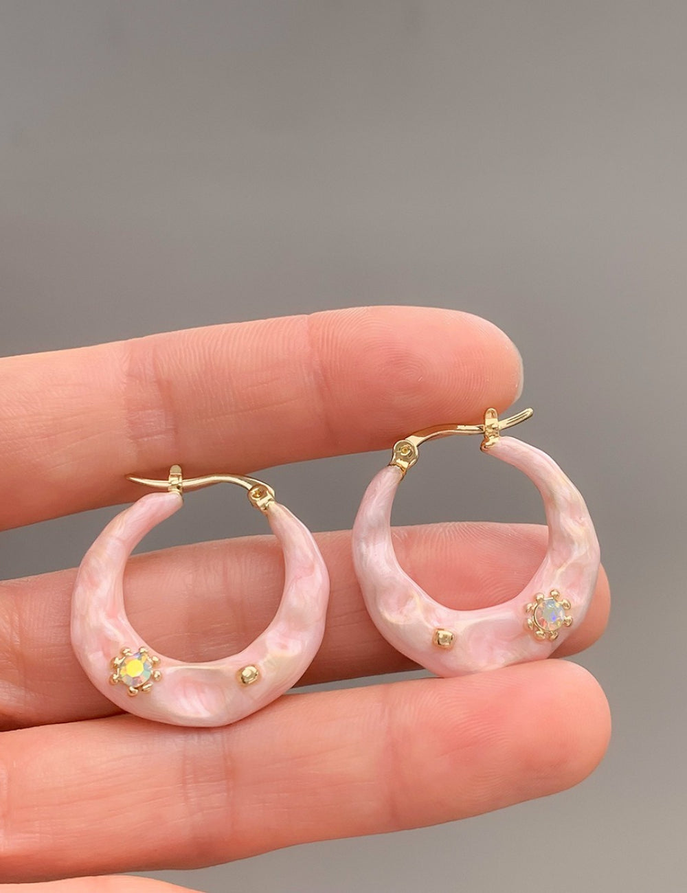 Sparkling Enamel Hoop Earrings — earrings, view 5