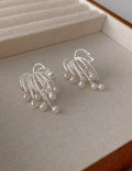 Pearl Tassel Stud Earrings — earrings