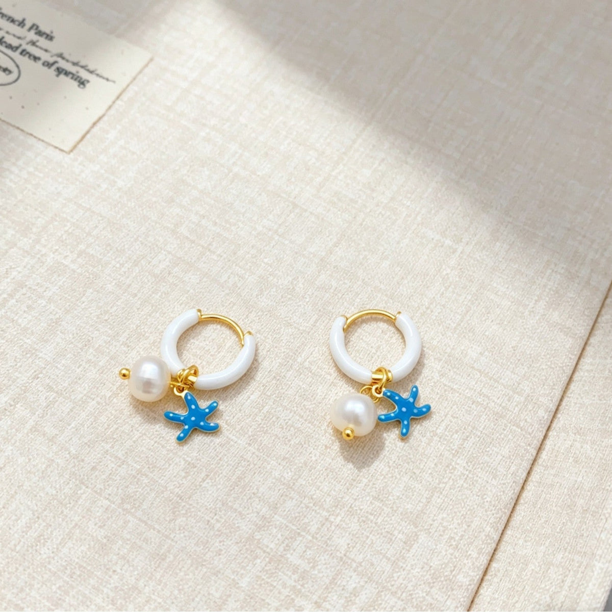 Starfish Pendant Hoop Earrings — earrings, view 2
