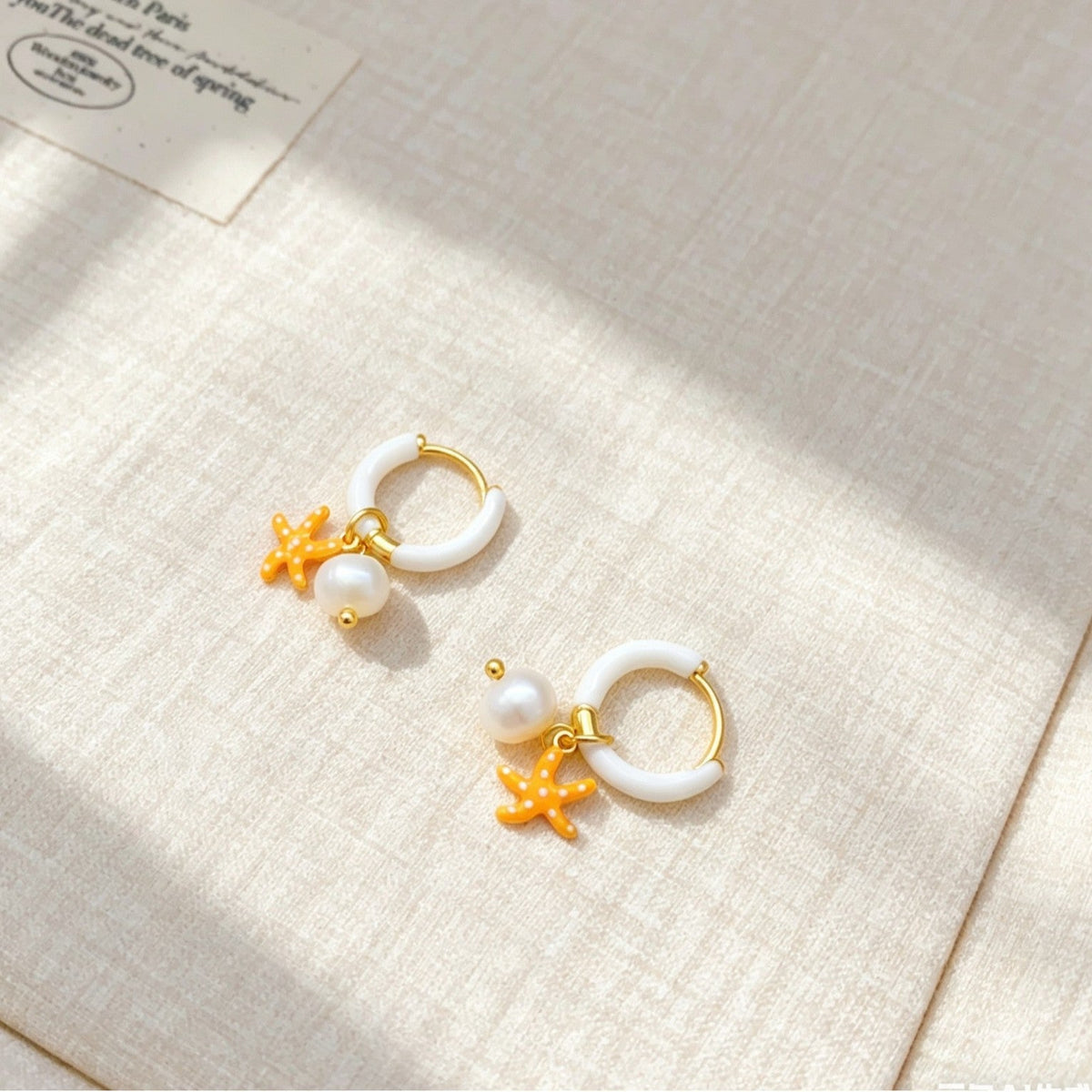 Starfish Pendant Hoop Earrings — earrings, view 3