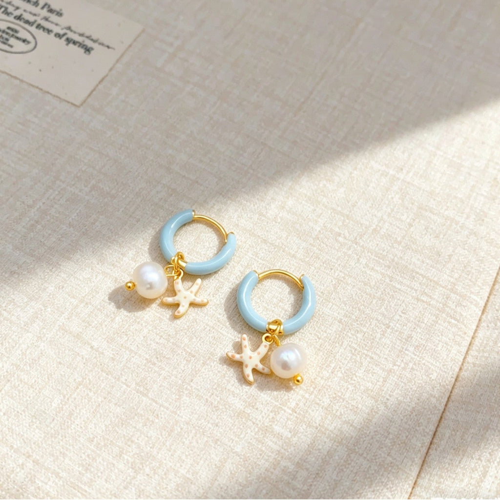Starfish Pendant Hoop Earrings — earrings, view 5