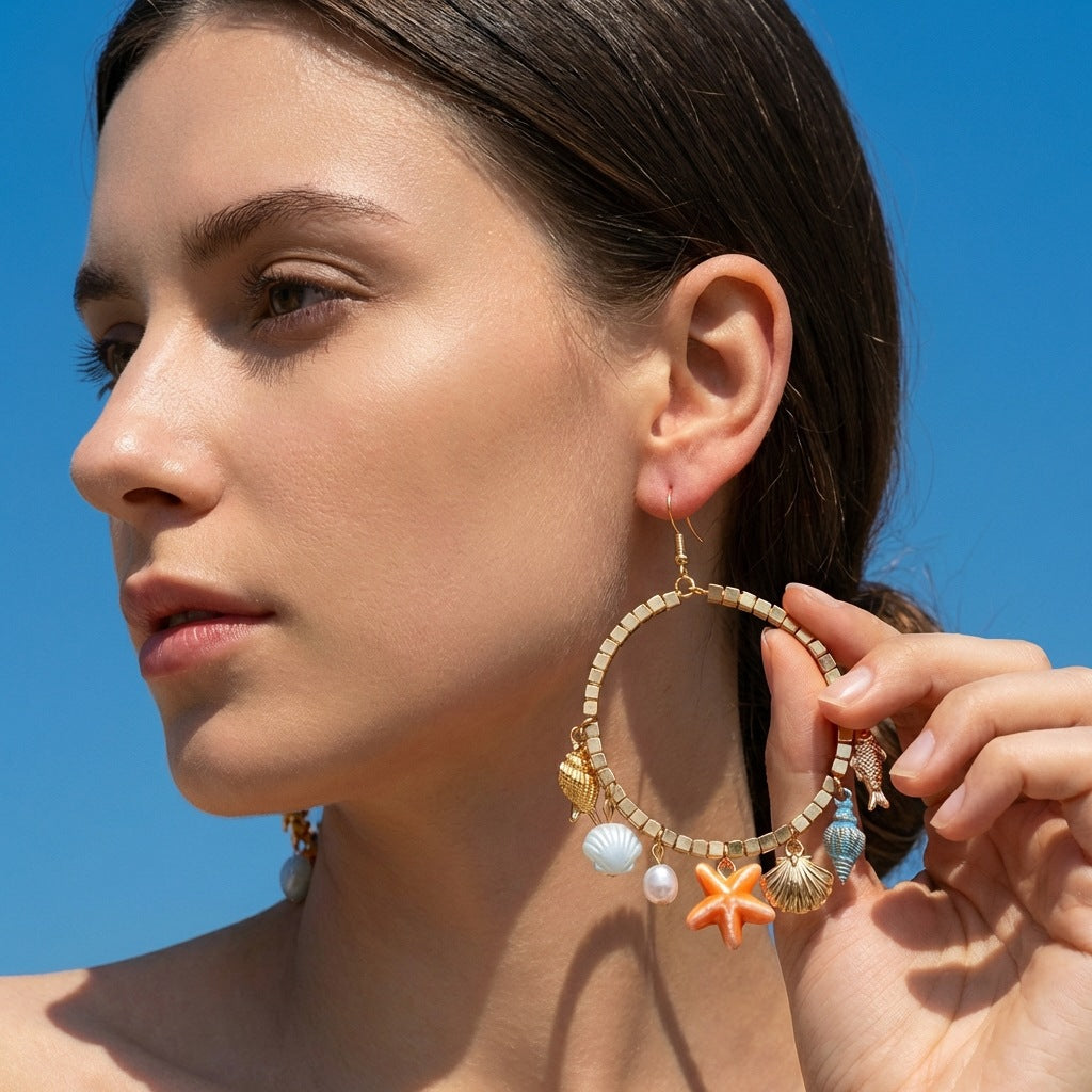 Starfish Enamel Dangle Earrings — earrings, view 3