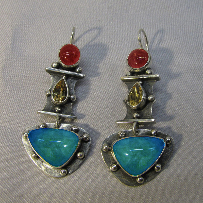Ethnic Irregular Enamel Drop Earrings — earrings, view 2