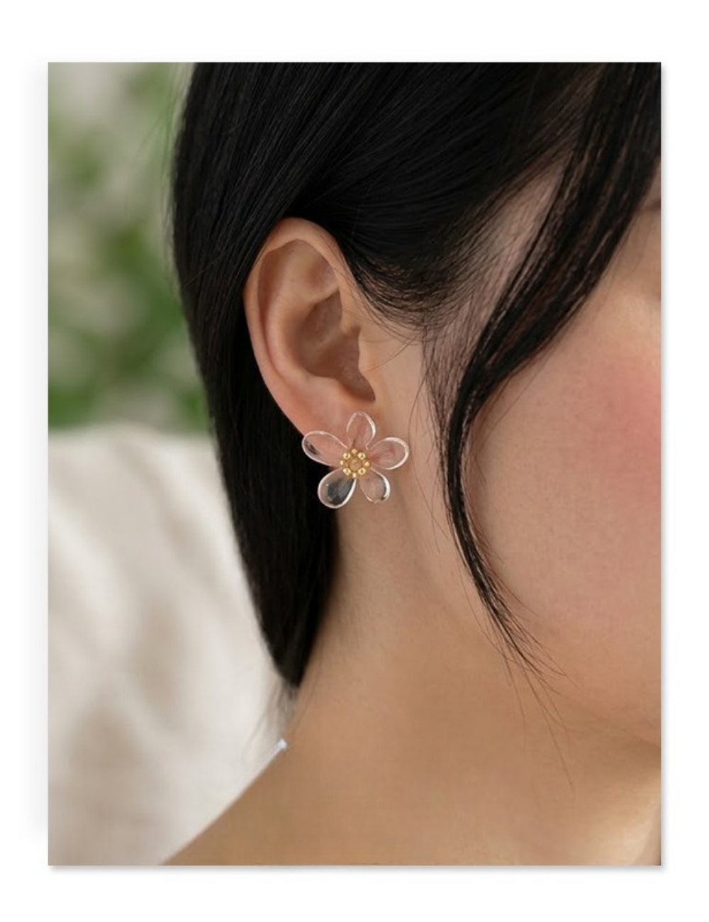 Transparent Floral Beaded Studs — transparent earrings