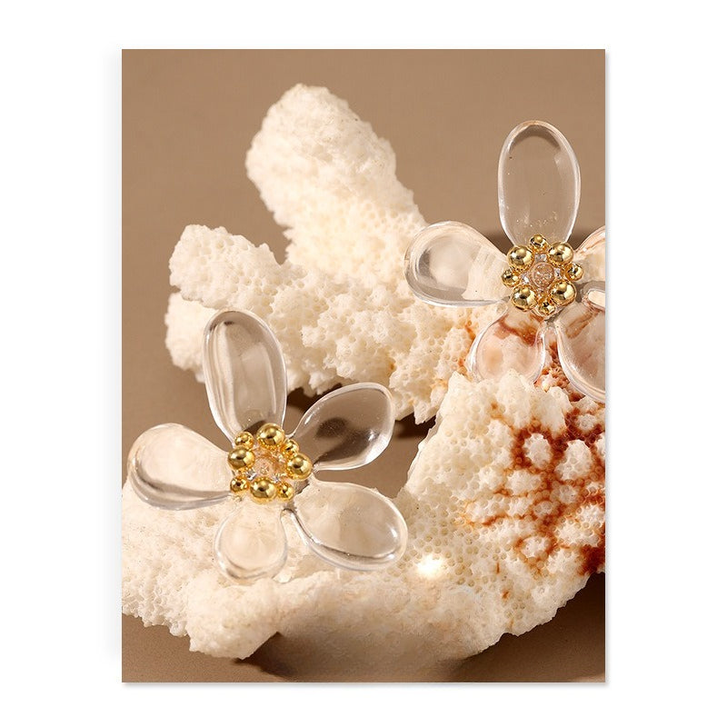 Transparent Floral Beaded Studs — transparent earrings, view 3