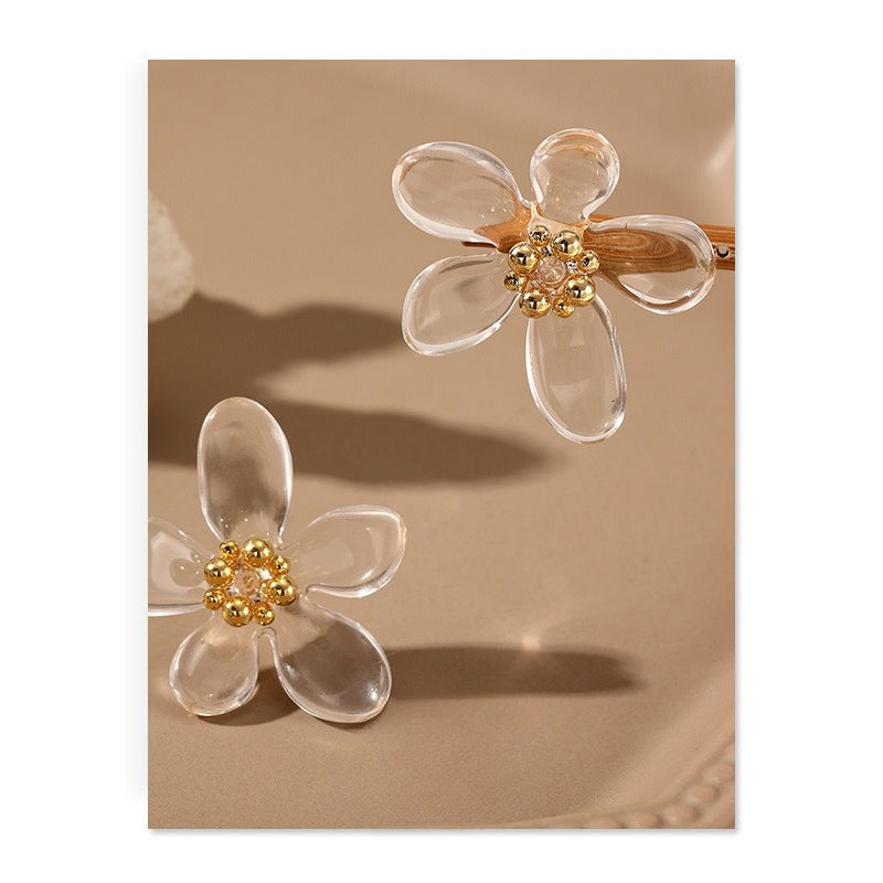 Transparent Floral Beaded Studs — transparent earrings, view 4