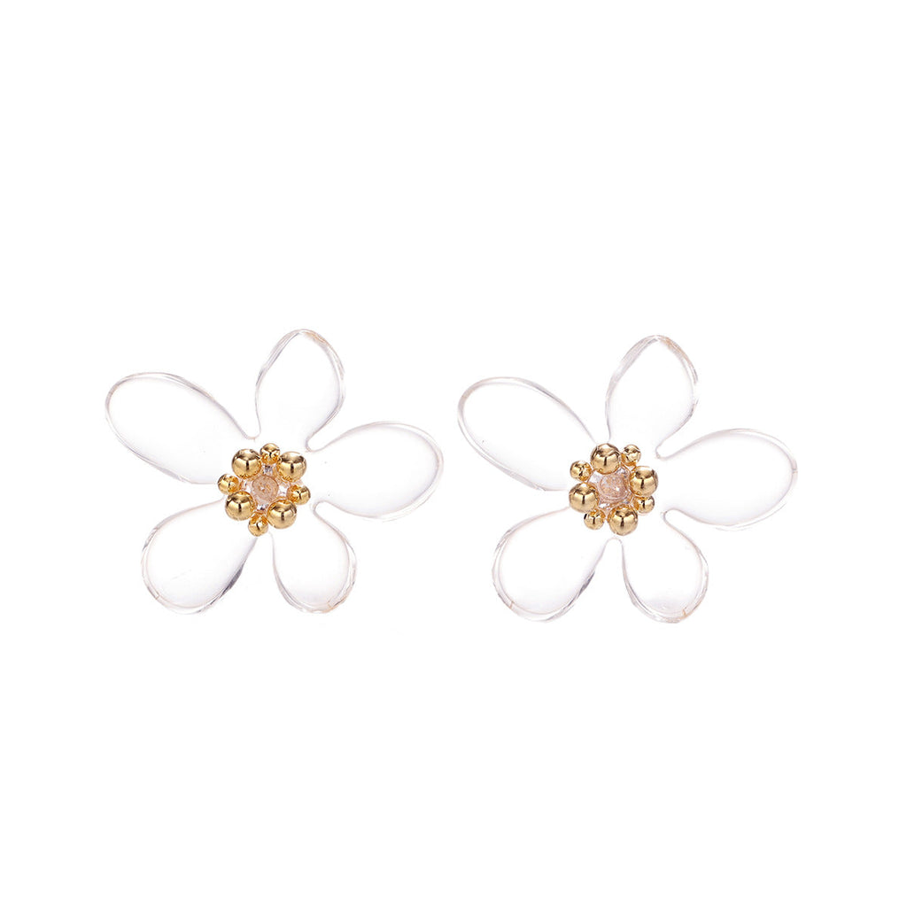 Transparent Floral Beaded Studs — transparent earrings, view 5