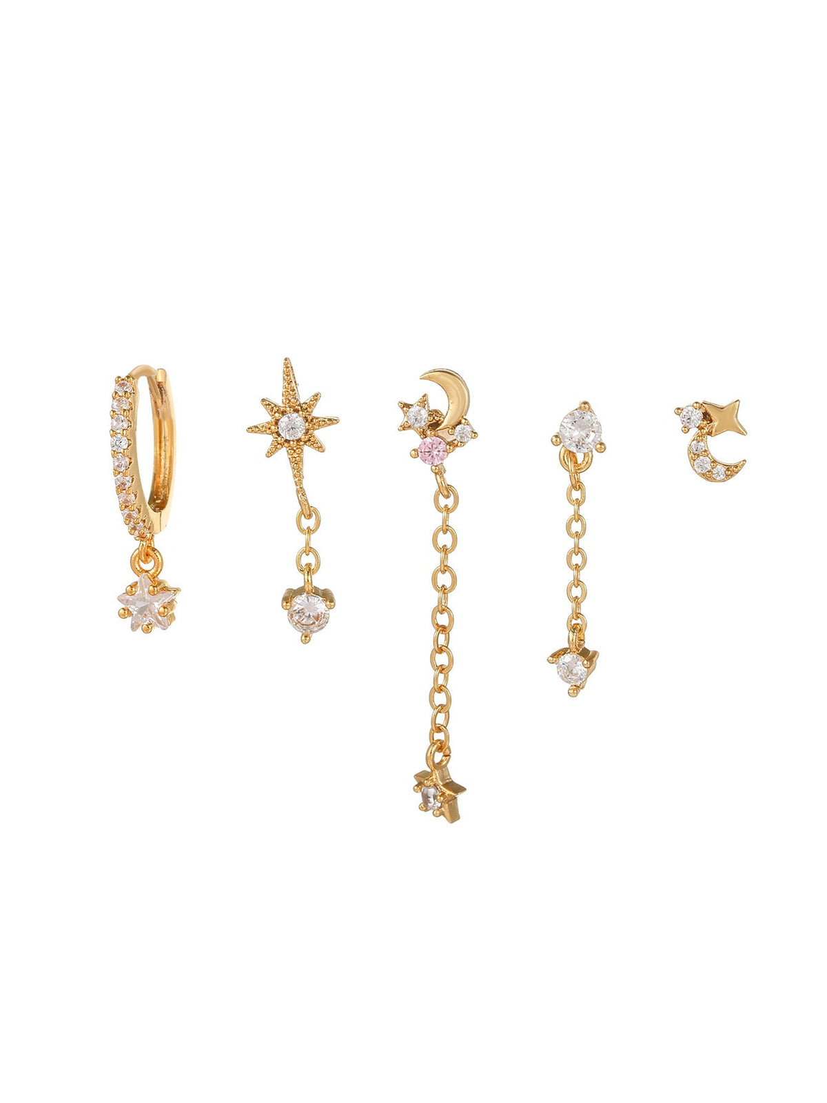 Moon Pendant Stud Earrings — gold earrings, view 7