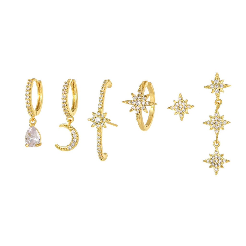 Moon Pendant Stud Earrings — gold earrings, view 12