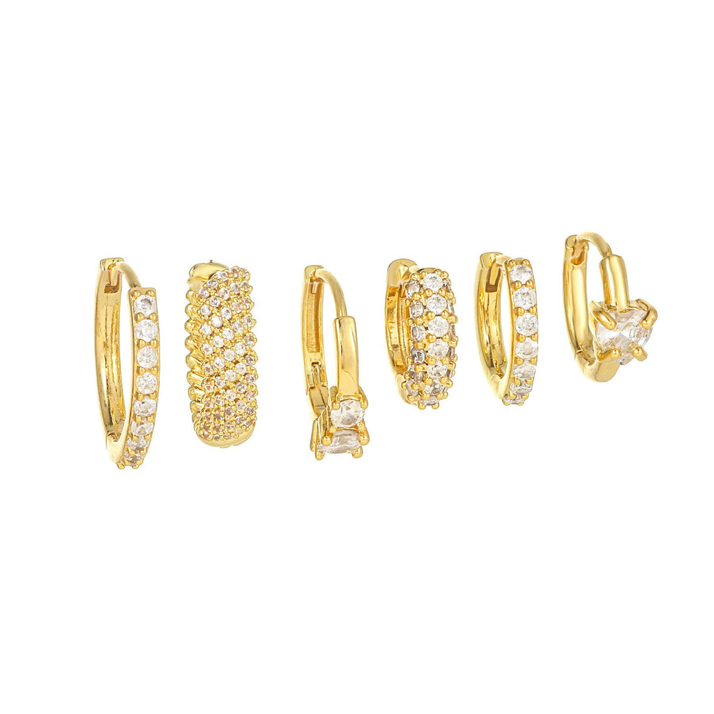 Moon Pendant Stud Earrings — gold earrings, view 16
