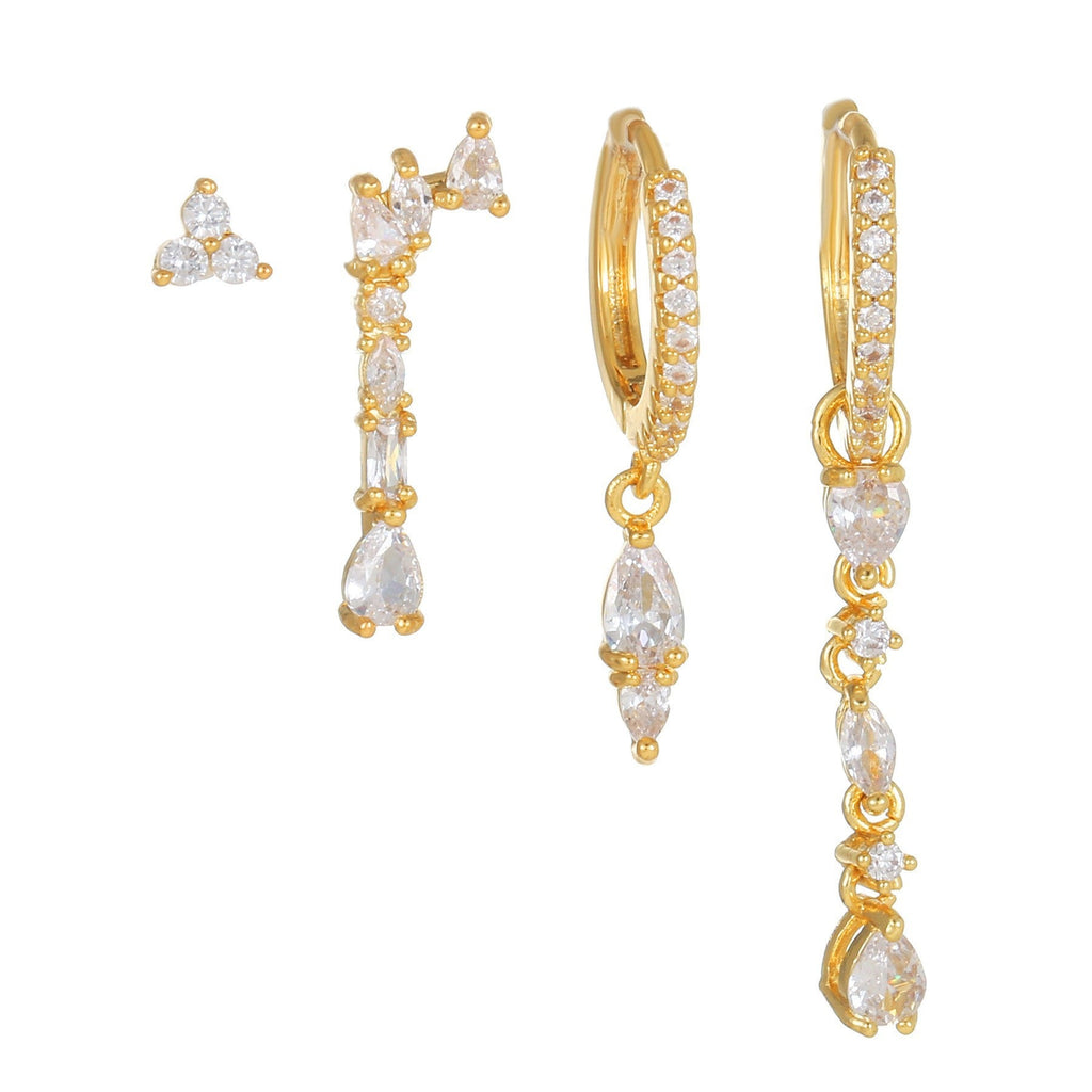 Moon Pendant Stud Earrings — gold earrings, view 18