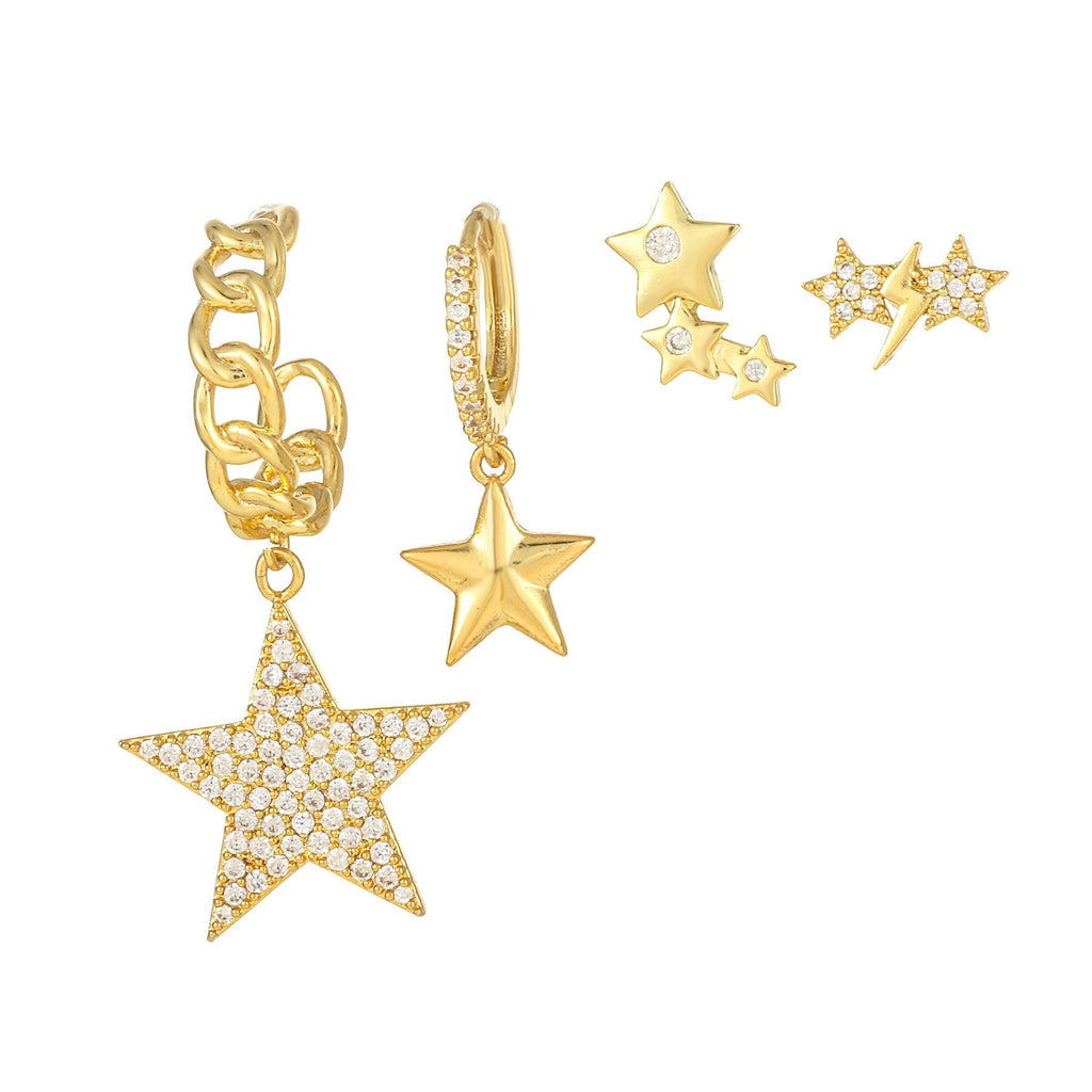 Moon Pendant Stud Earrings — gold earrings, view 19