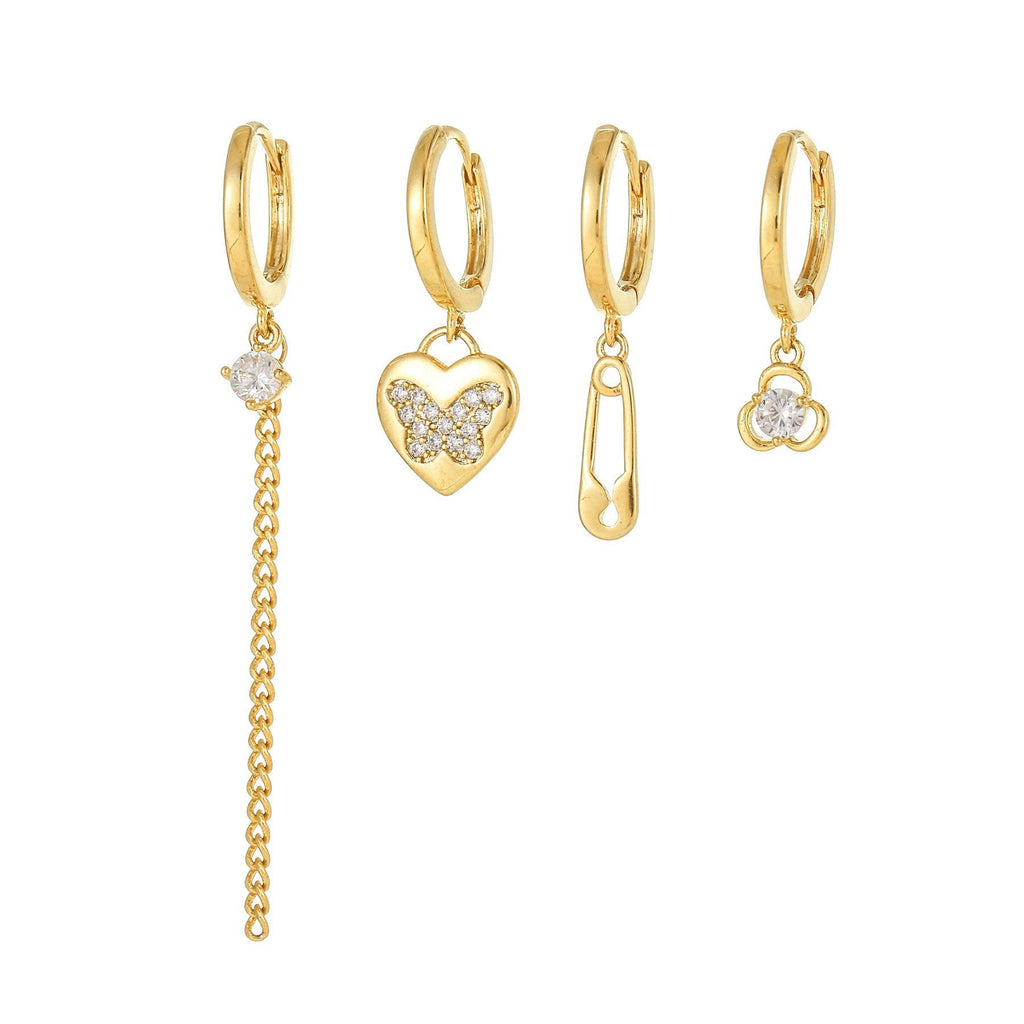 Moon Pendant Stud Earrings — gold earrings, view 20