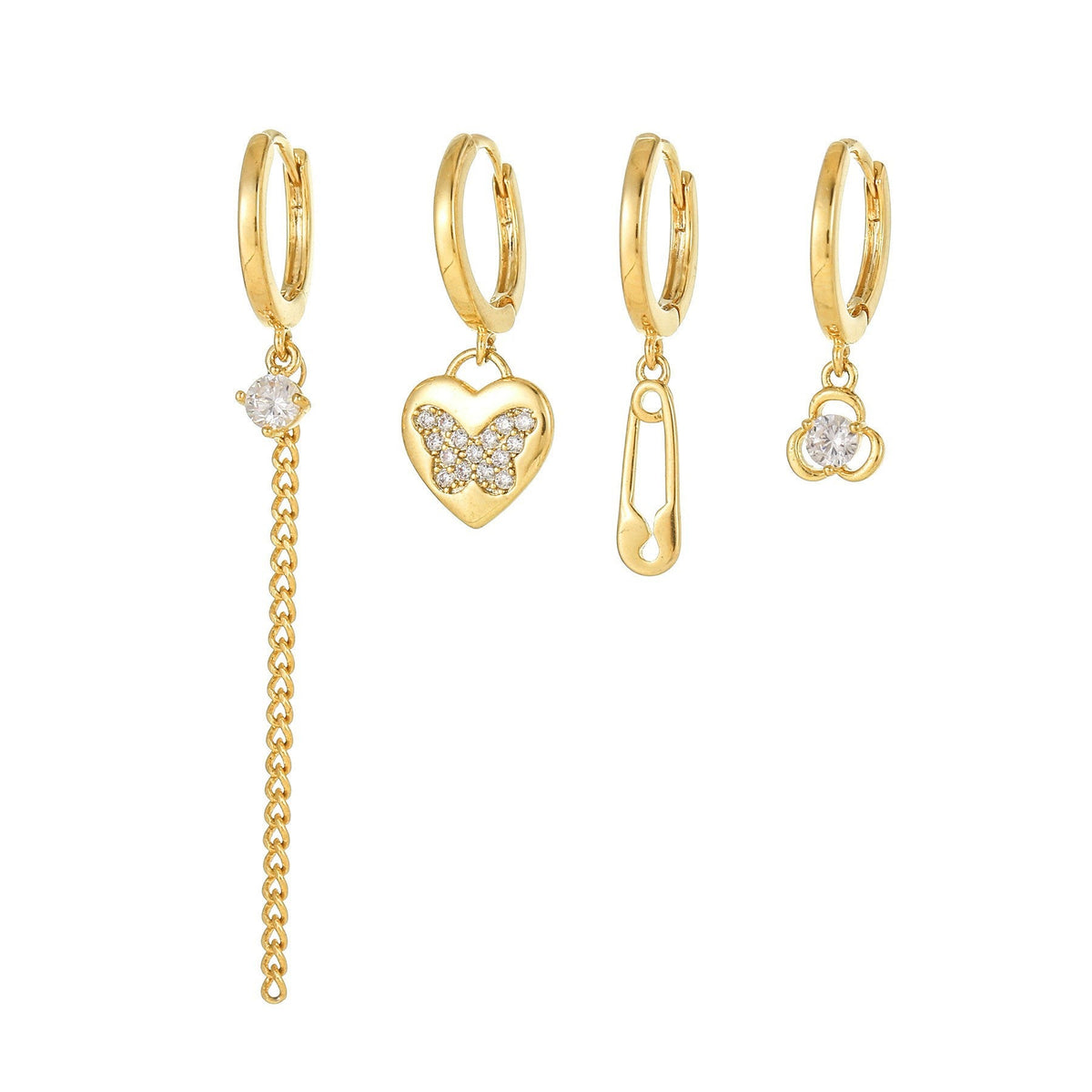 Moon Pendant Stud Earrings — gold earrings, view 20