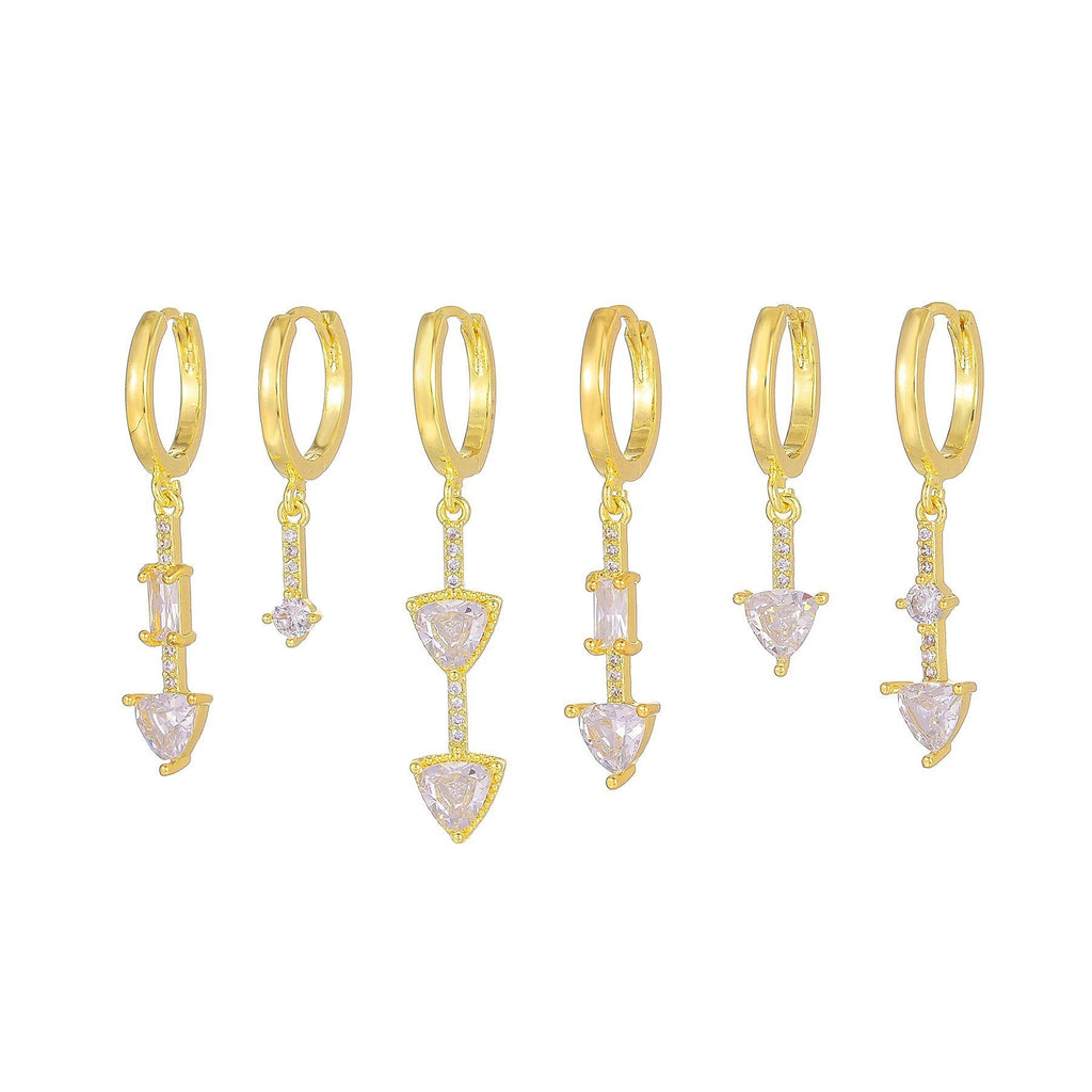 Moon Pendant Stud Earrings — gold earrings, view 21