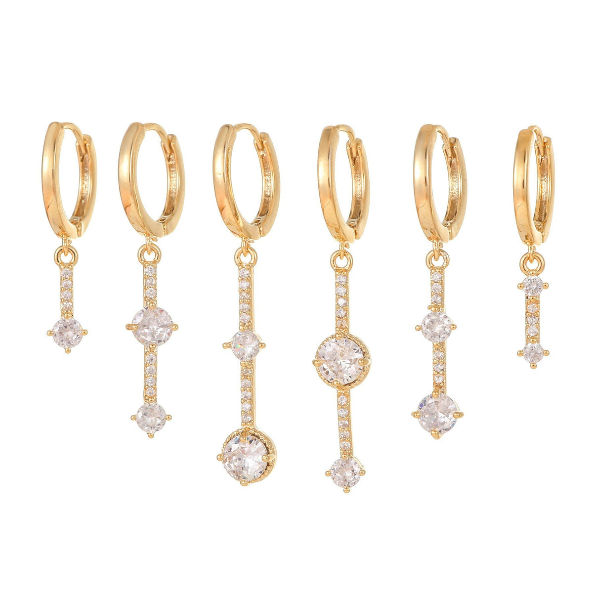 Moon Pendant Stud Earrings — gold earrings, view 22