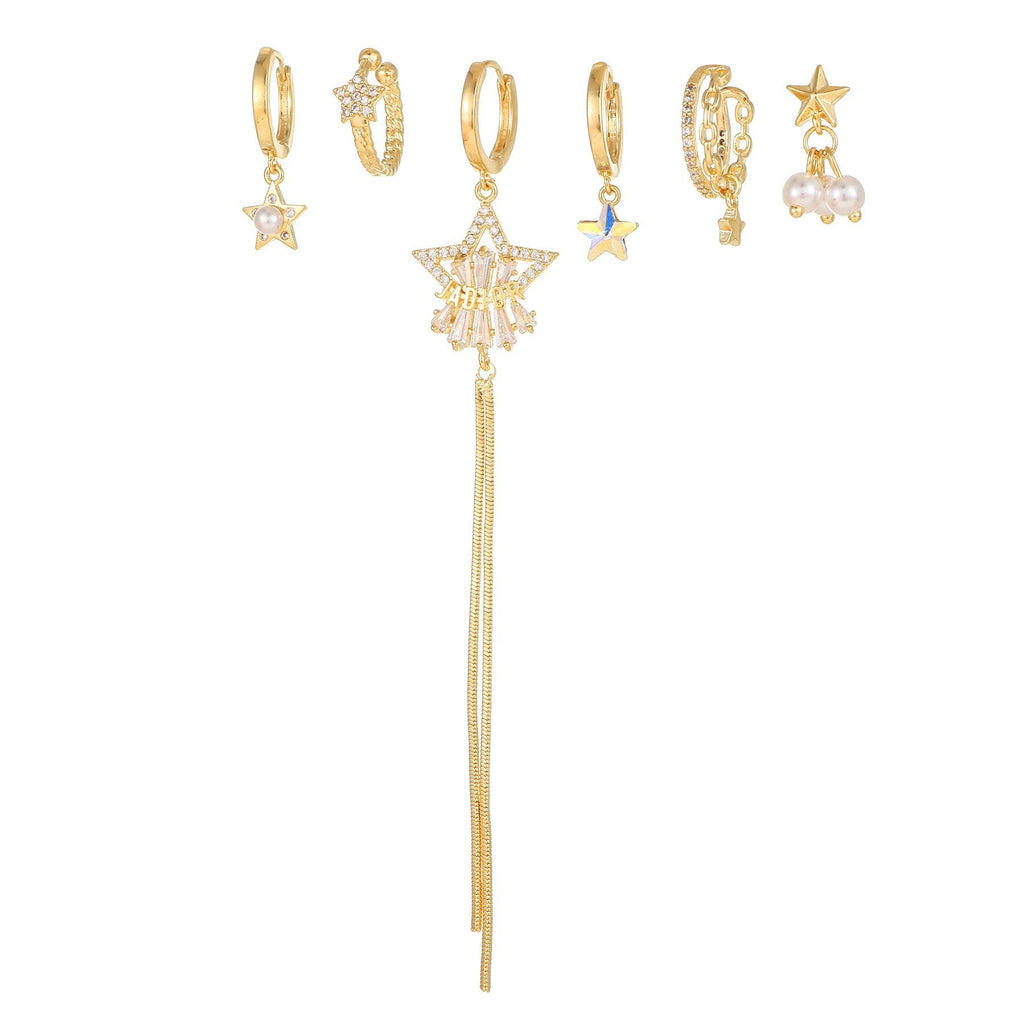 Moon Pendant Stud Earrings — gold earrings, view 23