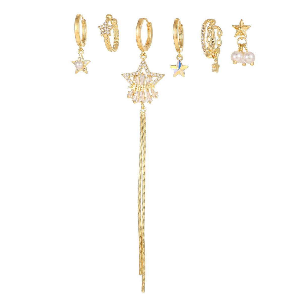 Moon Pendant Stud Earrings — gold earrings, view 23