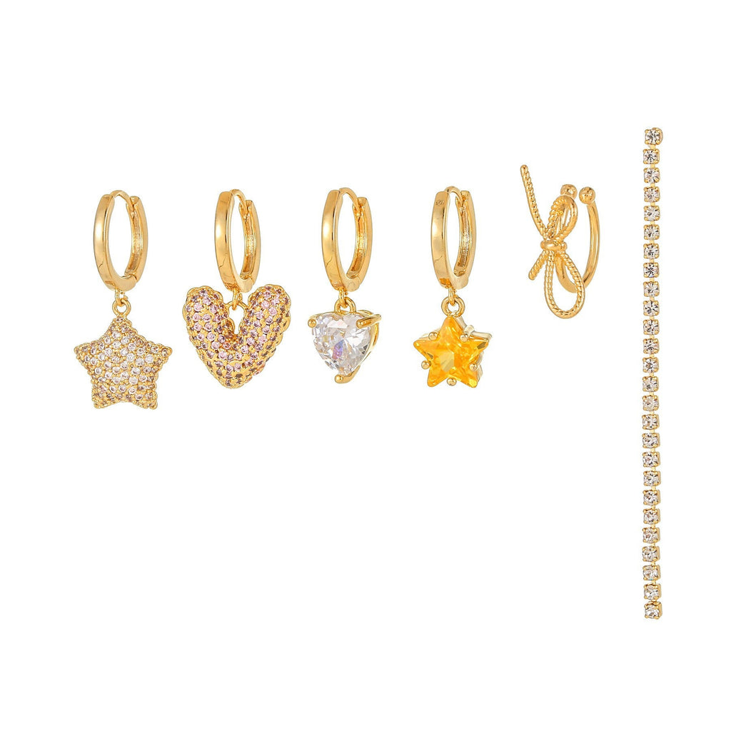 Moon Pendant Stud Earrings — gold earrings, view 25