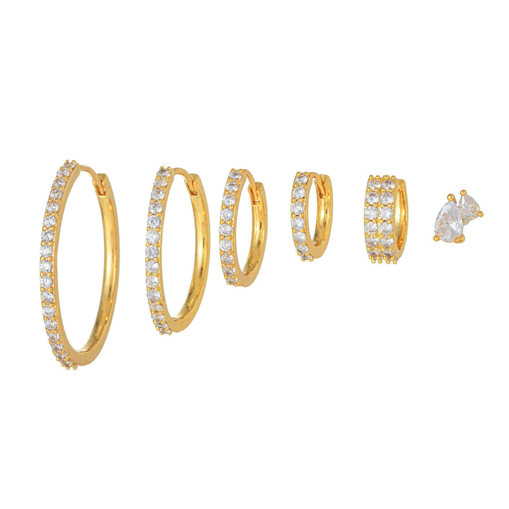 Moon Pendant Stud Earrings — gold earrings, view 26