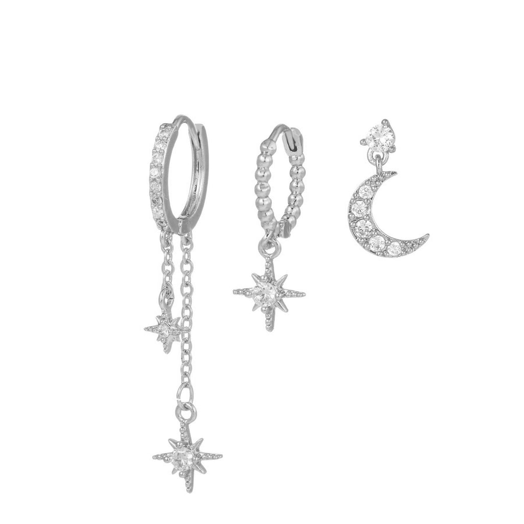 Moon Pendant Stud Earrings — gold earrings, view 28