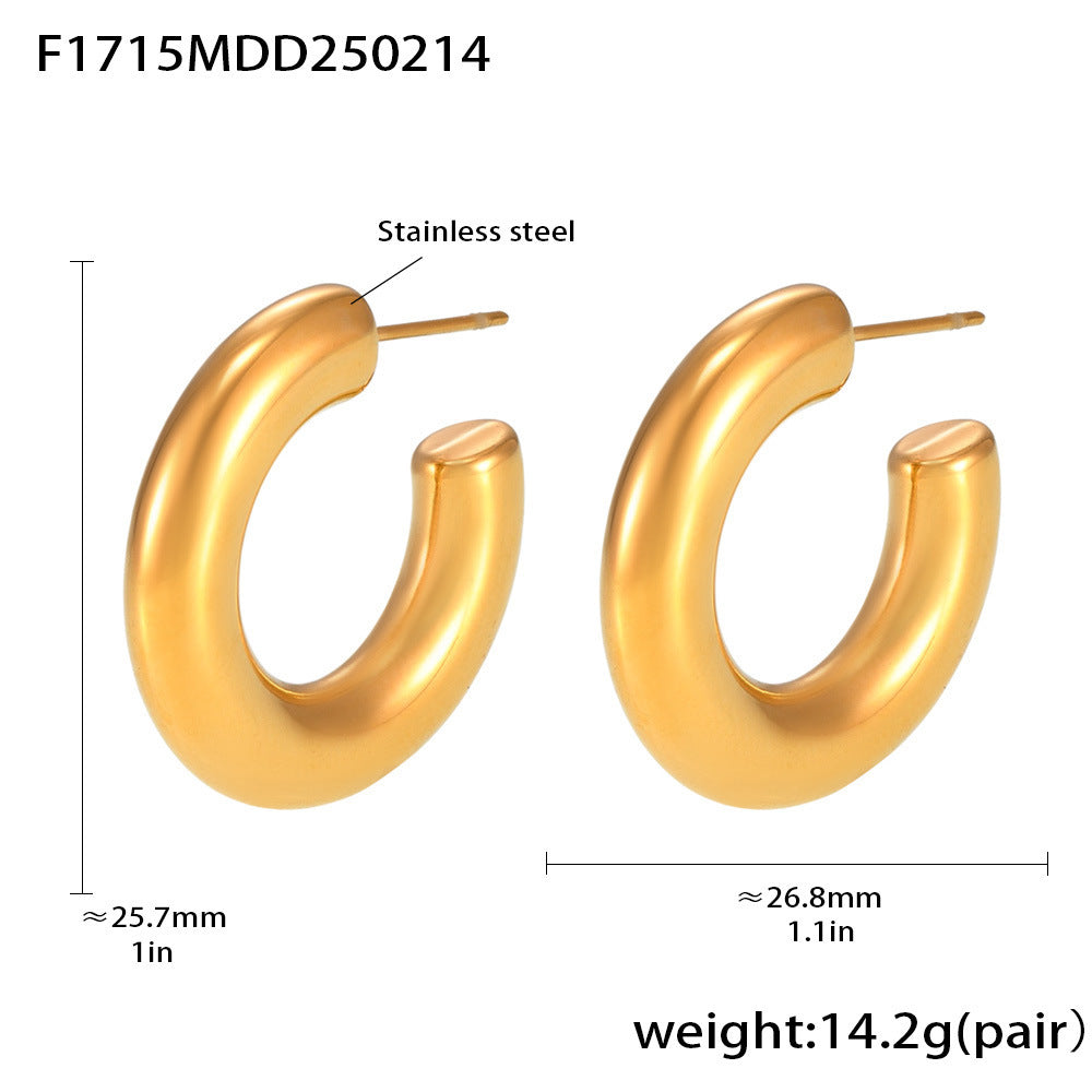 Gold Plated C-Shape Earrings — earrings, view 2