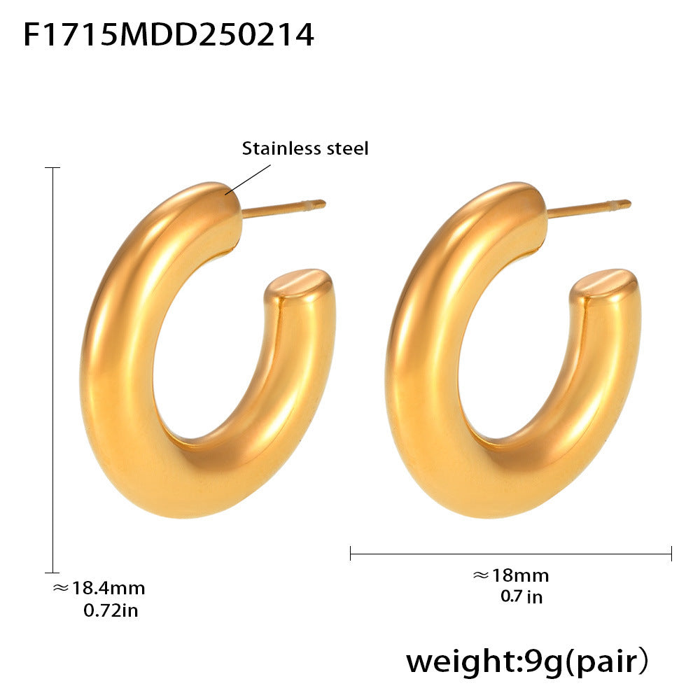 Gold Plated C-Shape Earrings — earrings, view 4