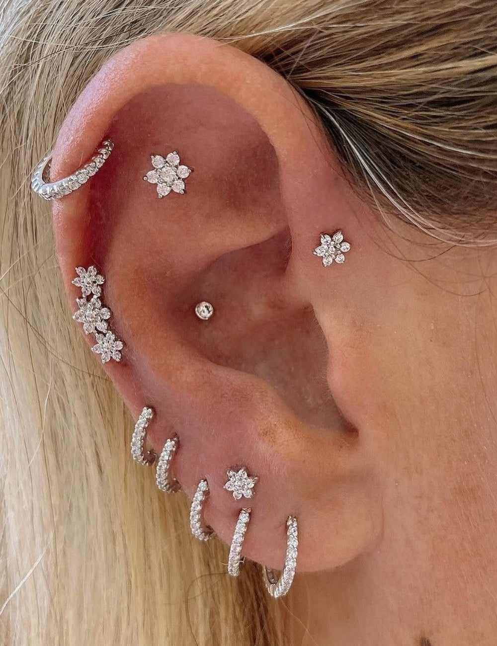 Cubic Zirconia Floral Stud Earrings — earrings