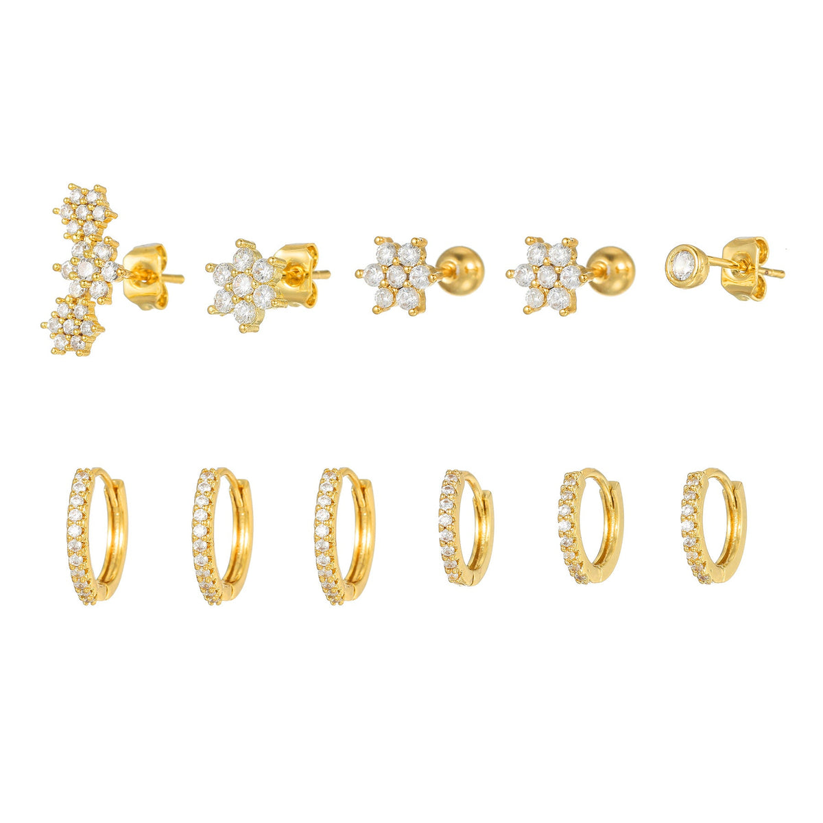 Cubic Zirconia Floral Stud Earrings — earrings, view 3
