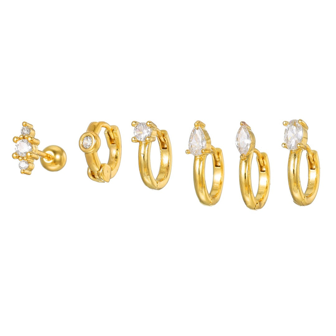 Gold-Plated Rhinestone Hoop Earring — earrings, view 2